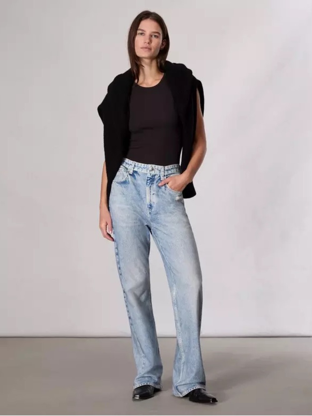 NWT Rag & Bone Miramar Shea Relaxed Straight Jeans Sweatpants in Riverly Size 24